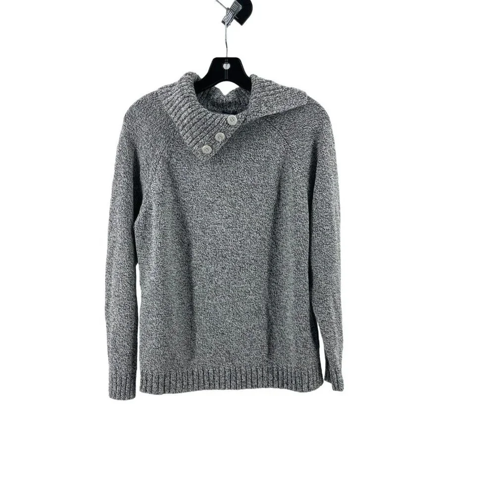 Karen Scott Women's Gray Long Sleeve Collared Knit Sweater Size Medium - Picture 2 of 9